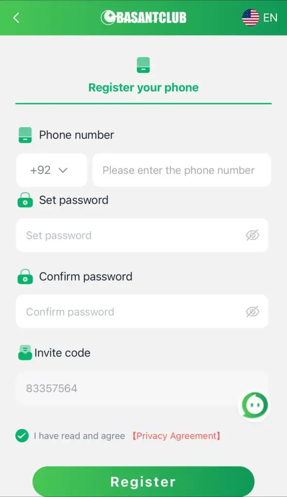 Home 18 Basant Club Register screnshot
